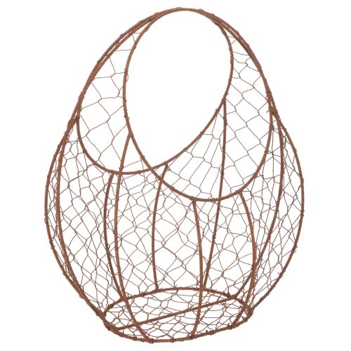 Draadmand, metalen plantenbak, lenteversiering, paasmand, bruin, roestkleurige afwerking, H34cm L30cm kopen | Floristik24.nl