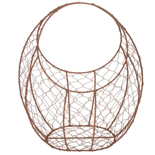 Draadmand, metalen plantenbak, lenteversiering, paasmand, bruin, roestkleurige afwerking, H34cm L30cm | Floristik24.nl
