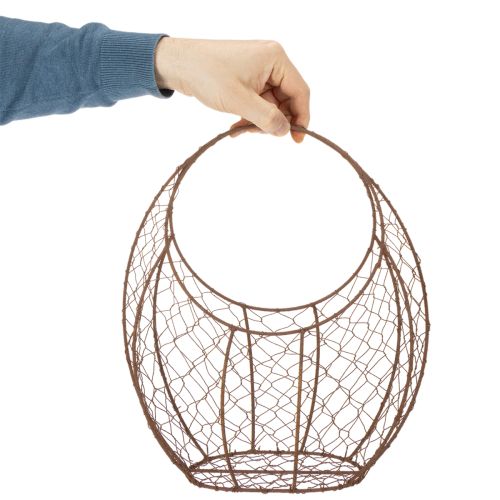 Draadmand, metalen plantenbak, lenteversiering, paasmand, bruin, roestkleurige afwerking, H34cm L30cm | Floristik24.nl