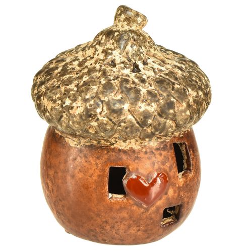 Artikel Eikel met raam en hartdecoratie 9,8 cm - sfeervolle herfst- en winterdecoratie - 4 stuks