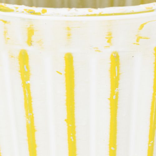 Artikel Emmer voor planten, plantenbak met handvatten, metalen decoratie roze/groen/geel shabby chic Ø16,5cm H15cm 3-delige set