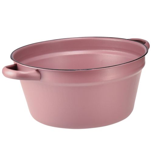Floristik24 Emmer met handvatten metalen plantenbak roze Ø22,5cm H10,5cm