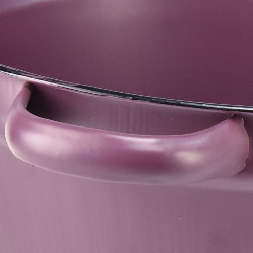 Artikel Emmer met handvatten plantenbak metaal paars Ø22,5cm H10,5cm
