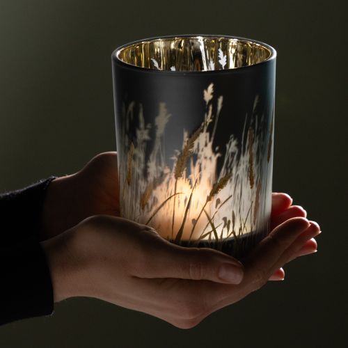 Artikel Elegante decoratieve lantaarn met grasmotief voor een gezellige sfeer in huis, 12,5 cm, 2 stuks.