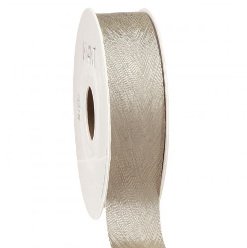 Artikel Elegant zijden lint met verenprint in zilver - perfect voor feestelijke decoraties breedte 25 mm lengte 15 m