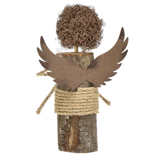 Artikel Engel met krullen houten decoratie Kerstmis naturel H15cm 3 st