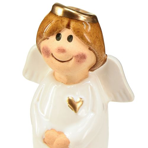 Artikel Schattige engel van keramiek met gouden accenten wit 7 cm - cadeau-idee en liefdevolle decoratie - 6 stuks