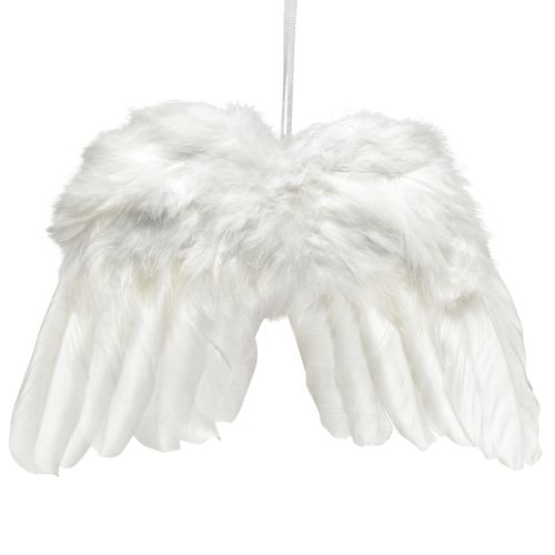 Artikel Engelenvleugels gemaakt van witte veren – romantische kerstdecoratie om op te hangen 25×18cm 3st