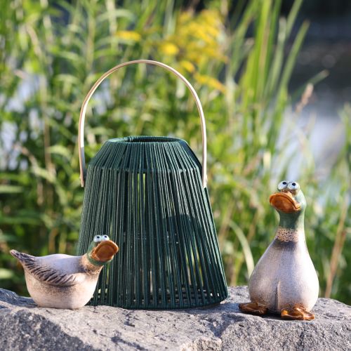 Floristik24 Eenden decoratieve keramiek bruin groene mannetjeseend zittend H17,5cm 2 st