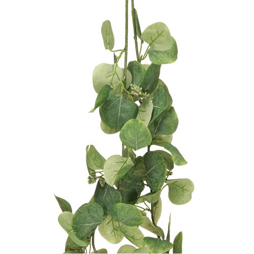 Artikel Kunstmatige eucalyptusgroene bladerenkrans met 2 ringen 160 cm
