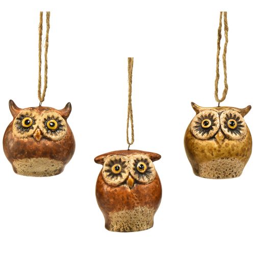 Artikel Schattige uilenhangers - Rustieke bruine tinten, 5,6 cm - Perfecte decoratie voor herfst en Kerstmis - Pakket van 3