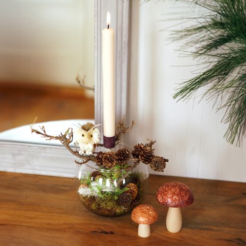 Artikel Uil decoratieve bloempluggen herfstdecoratie naturel Ø4cm H8cm 4st