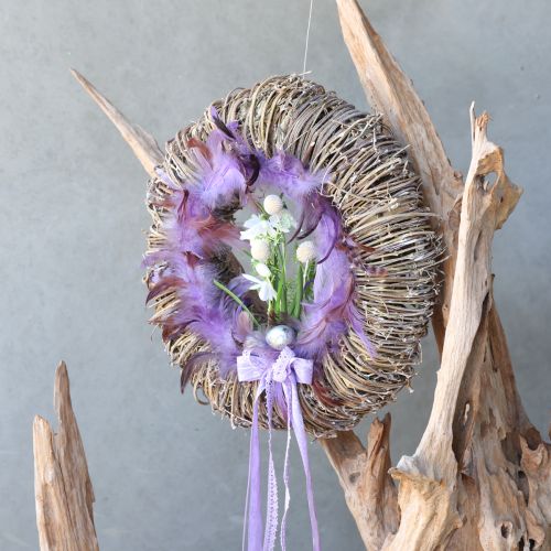 Floristik24 Verenkrans paarse fazantenveren decoratieve krans Ø20cm 3 st