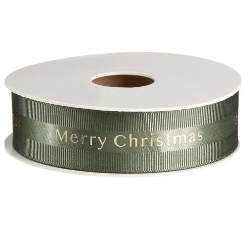 Floristik24 Feestelijk kerstlint in donkergroen met gouden &#39;Merry Christmas&#39; opschrift, breedte 25 mm, lengte 20 m