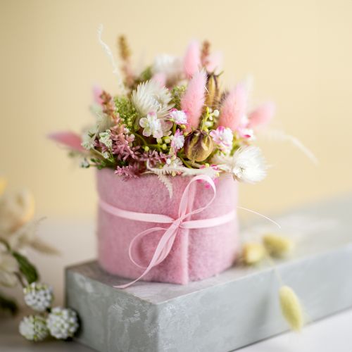 Floristik24 Vilten lint 7,5cm x 5m roze