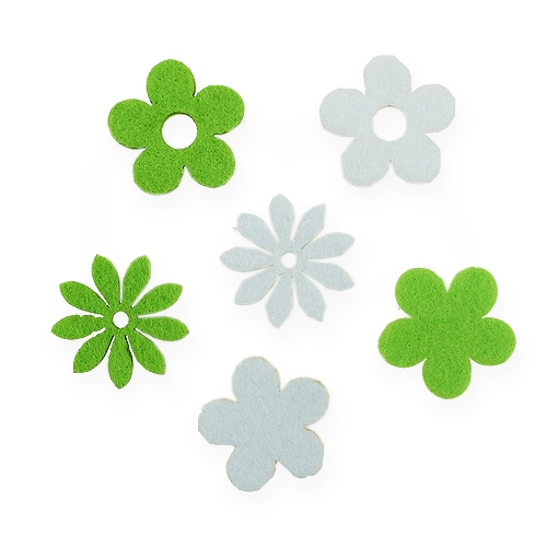 Floristik24 Verspreid vilt bloem groen, wit 3,5cm 96p