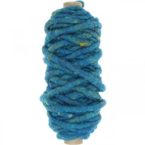 Viltkoord met draadwolkoord fleece blauw 20m