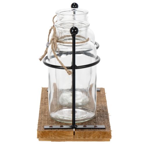 Decoratieve flesvaas, glas en hout, 23x12x19,5 cm, 2 stuks | Floristik24.nl