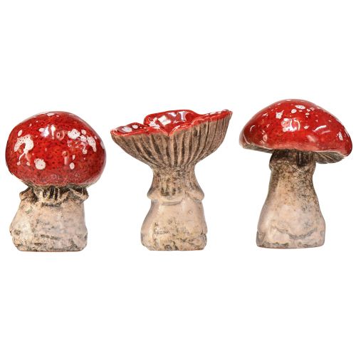 Artikel Charmante keramische paddestoeldecoraties - Rood met witte stippen, 8,6 cm - Ideale tuindecoratie - Pakket van 3