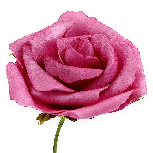 Floristik24 Foam roosjes Ø 8cm fuchsia 18 st