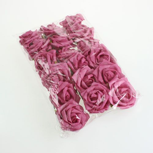 Floristik24 Foam roosjes Ø 8cm fuchsia 18 st