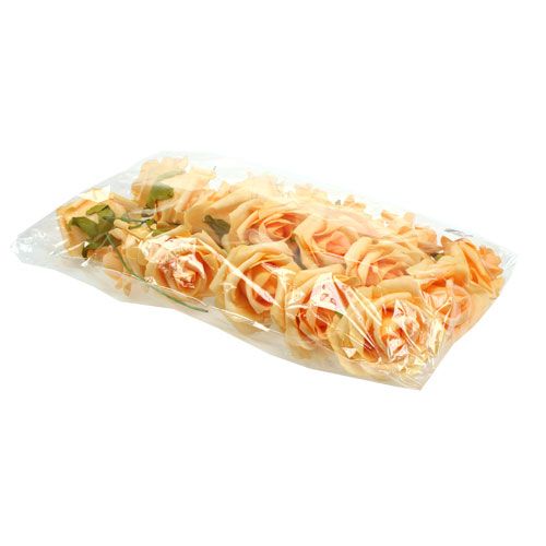 Floristik24 Foam roosjes Ø 8cm abrikoos 18 st