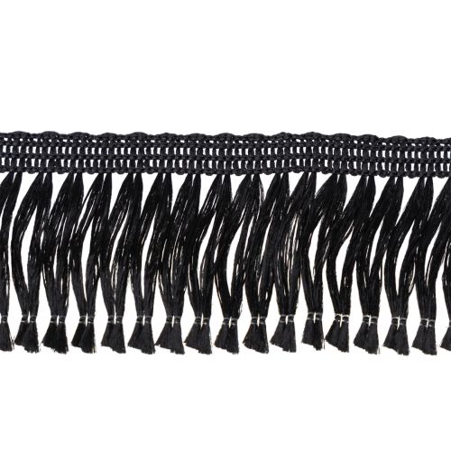 Artikel Zwart lint met franjes 4 cm, koordversiering, decoratieve lurex met franjes 25 m