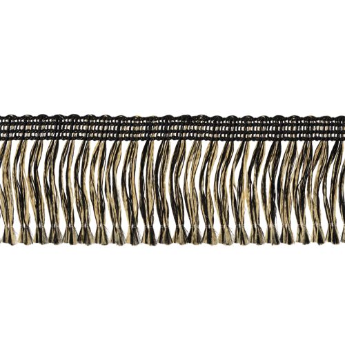 Zwart-gouden franjeband 4 cm x 25 m - Ideaal voor kransdecoratie, rouwlint en vintage accessoires | Floristik24.nl