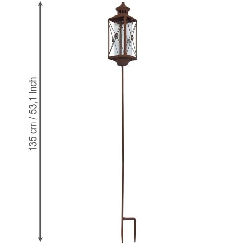 Artikel Tuinlantaarn, metalen decoratie, roestlook, 12 cm x 12 cm x 135 cm