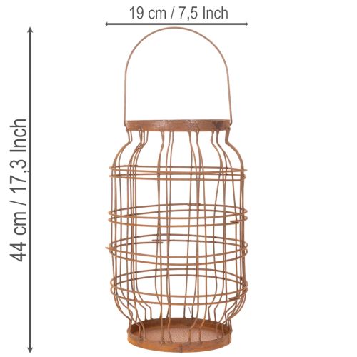 Tuinlantaarn, metaal, roestige afwerking, handvat, vintage, Ø19,5 cm | Floristik24.nl