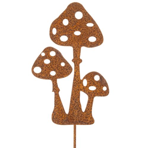 Tuinpaal, verweerd staal, decoratieve paal met vliegenzwammotief, 15 cm, 6 stuks | Floristik24.nl
