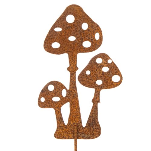 Tuinpaal, verweerd staal, decoratieve paal met vliegenzwammotief, 15 cm, 6 stuks | Floristik24.nl