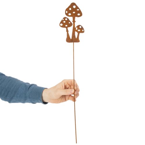 Tuinpaal, verweerd staal, decoratieve paal met vliegenzwammotief, 15 cm, 6 stuks | Floristik24.nl