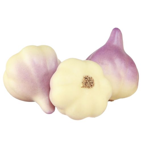 Artikel Groentedecoratie knoflook geel paars in het net Ø4,5cm 12 stuks