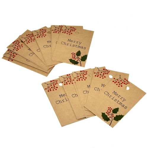 Artikel Cadeaukaartjes Merry Christmas papier naturel bruin 8,5×5,5cm 20 st