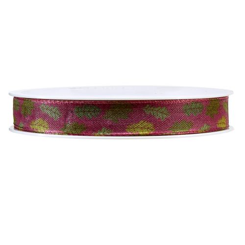 Artikel Cadeaulint herfststof lint met eikenbladeren Bordeaux groen 15mm 18m
