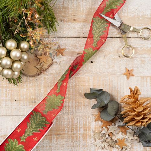 Kerstboom van cadeaulint met sterren, 40 mm, 15 m | Floristik24.nl