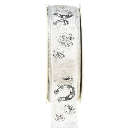 Artikel Cadeaulint wit zilver sierlint Oudejaarsavond 25mm 18m