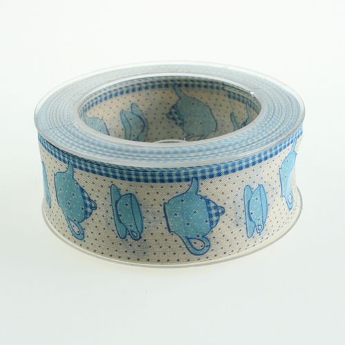 Floristik24 Decoratief lint met draad blauw 40 mm 20 m