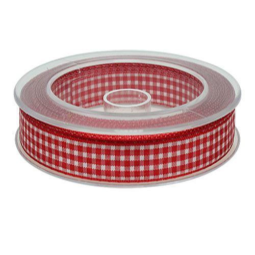 Floristik24 Cadeaulint met zelfkant 25mm 20m rood geruit