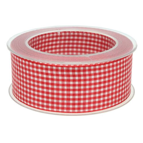 Artikel Cadeaulint met rand 40mm 20m rood geruit