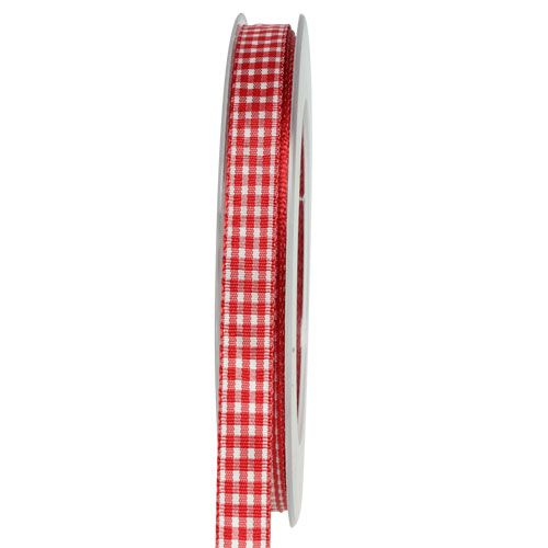 Floristik24 Cadeaulint met zelfkant 8mm 20m rood geruit