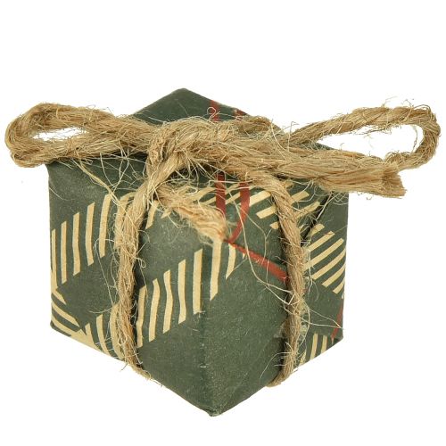 Artikel Papieren geschenkdoosjes miniset, rood-groen-naturel, 2,5x3 cm 18 stuks - Kerstdecoratie