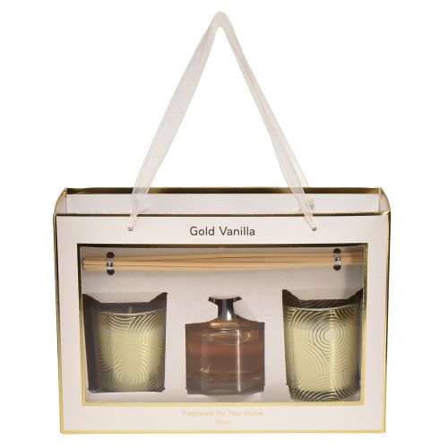 Artikel Cadeauset kamergeur geurkaarsen in een glas vanillegeur