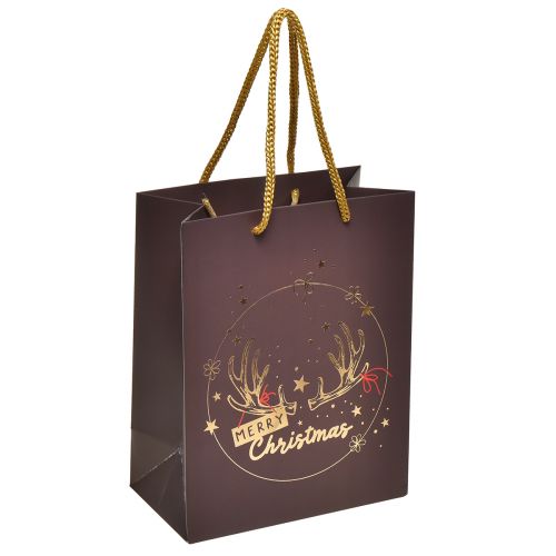 Artikel Cadeautas kerstgewei bruin/goud 18x10x23cm 2 stuks