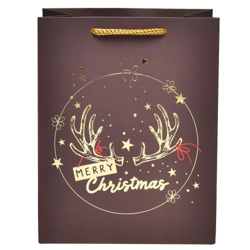 Artikel Cadeautas kerstgewei bruin/goud 18x10x23cm 2 stuks