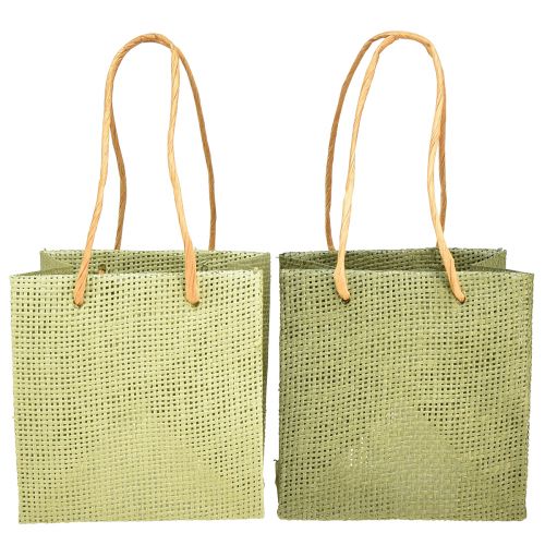 Floristik24 Cadeauzakjes met handvat papierfolie groen 10,5cm 12 st