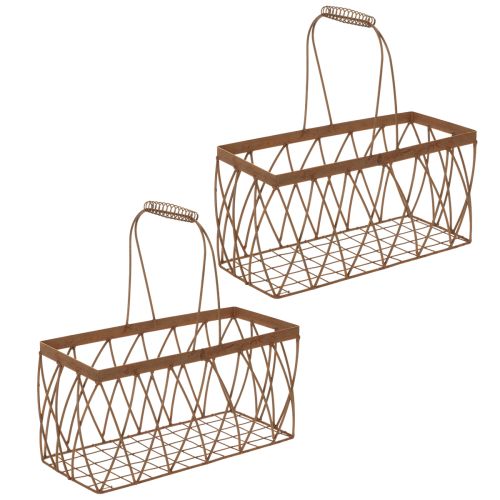 Draadmand, metaal, roestlook, 28x13,5x14cm, 2 stuks kopen | Floristik24.nl