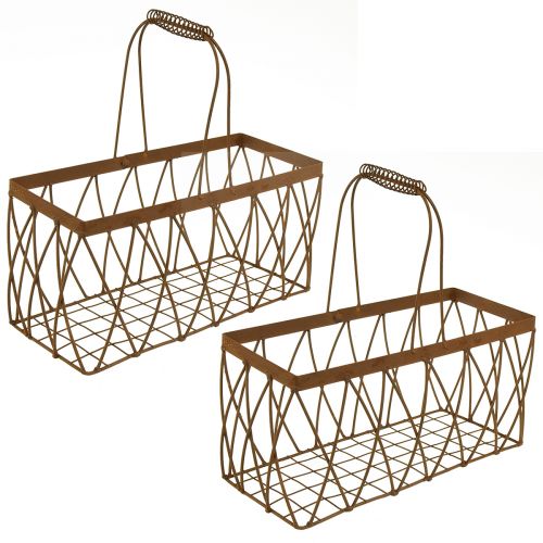 Artikel Fijndraadmand metalen mand roestlook 28x13,5x14cm 2st
