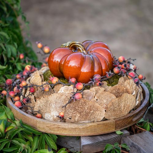 Floristik24 Glanzende keramische pompoen in helder roodoranje met groene steel - 21,5 cm - ideale herfstdecoratie